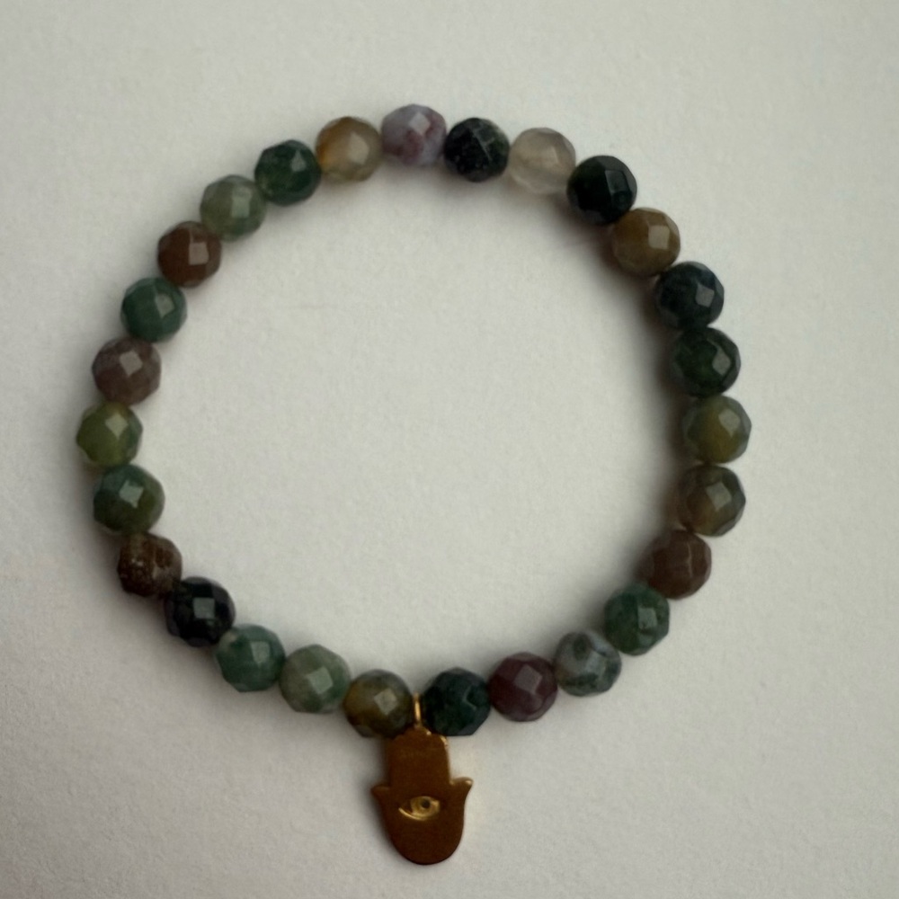 Satya Jewelry Fancy Jasper Hamsa Gemstone Bracelet 🧿 🪬 - Picture 3 of 4